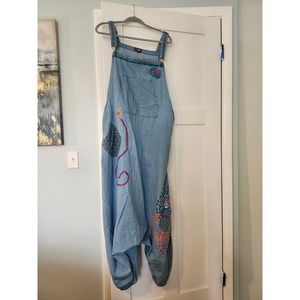 Coline chambray festival embellished drop crotch overall size XXL
